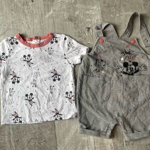 Disney Gray Overalls with White Character Tee